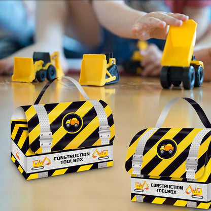 Construction Excavator Hand Carry Paper Party Boxes Pack of 12