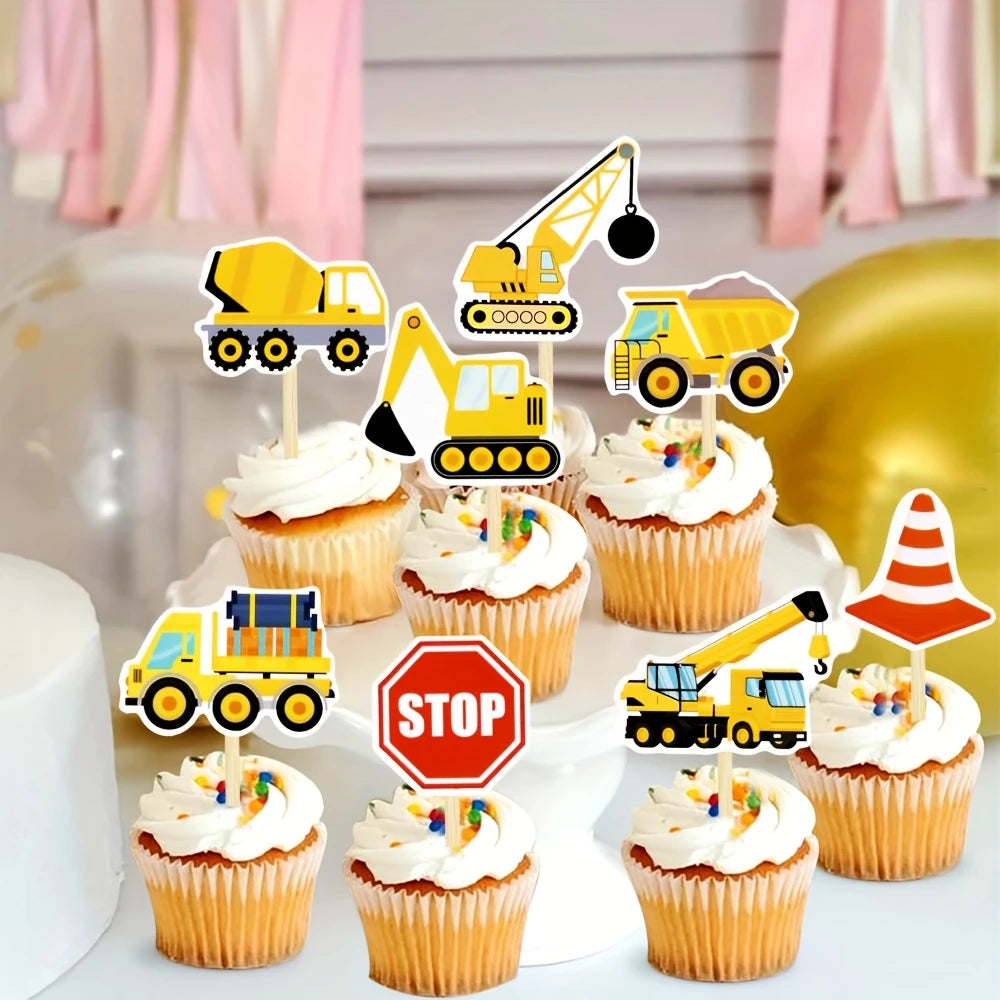 Construction Cupcake Toppers Pack of 16