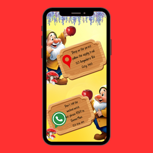 Snow White and the Seven Dwarfs Interactive Editable Video Invitation