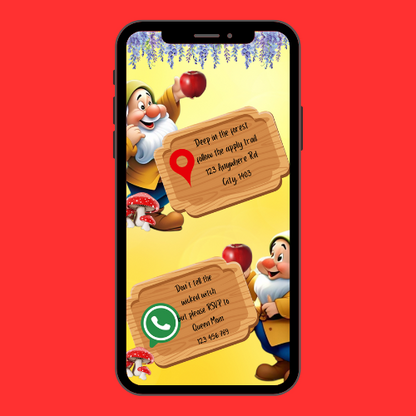Snow White and the Seven Dwarfs Interactive Editable Video Invitation