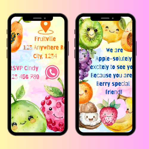 Pastel Berry Fruit Interactive Editable Video Invitation