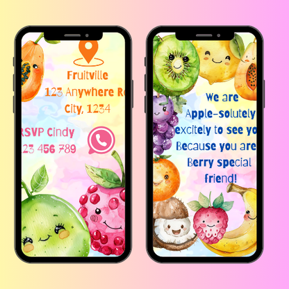 Pastel Berry Fruit Interactive Editable Video Invitation
