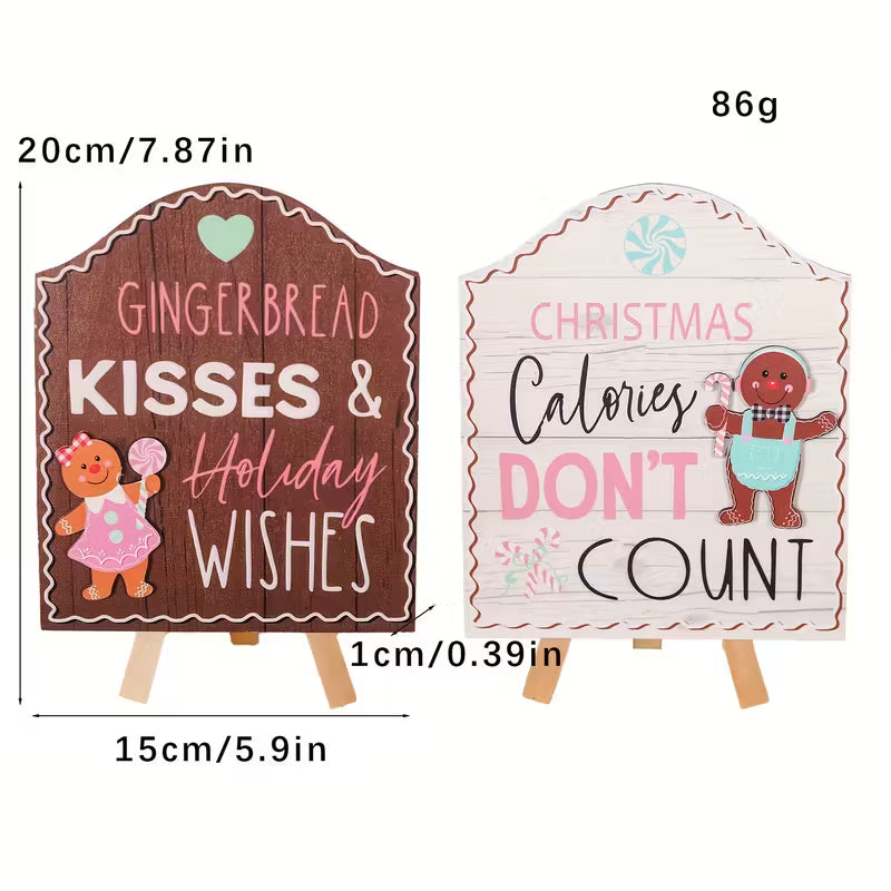 Christmas Party Decoration Cute Gingerbread Wooden Table Top Signs