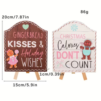 Christmas Party Decoration Cute Gingerbread Wooden Table Top Signs