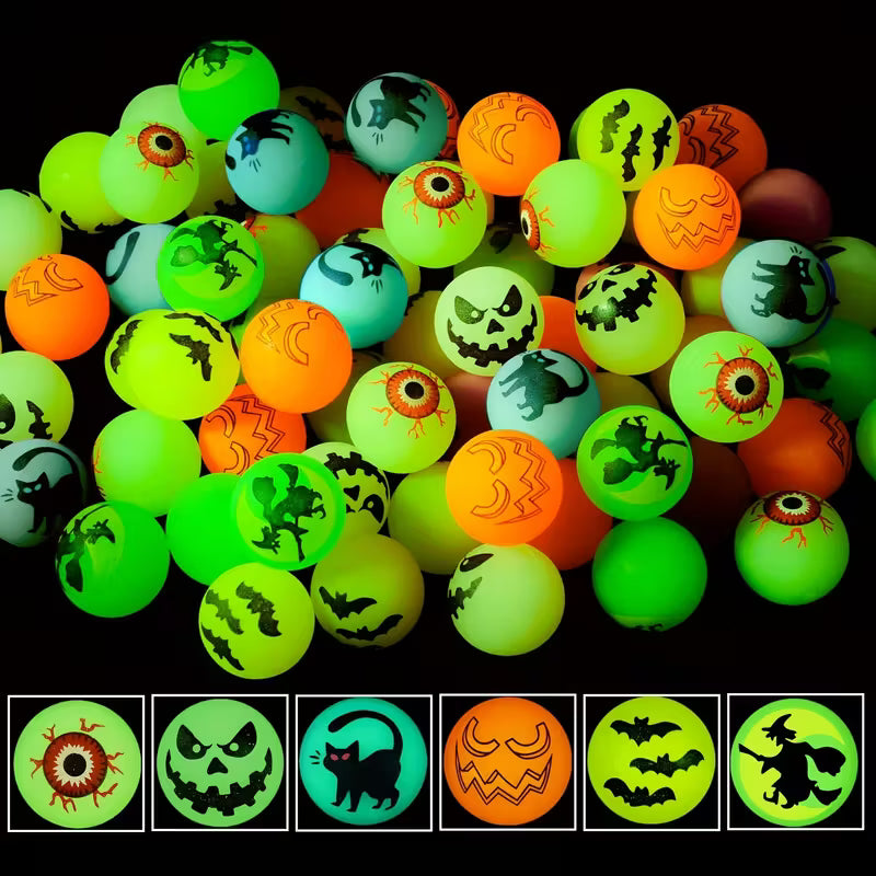 Glow-in-the-Dark Halloween Bouncing Balls Pack of 36