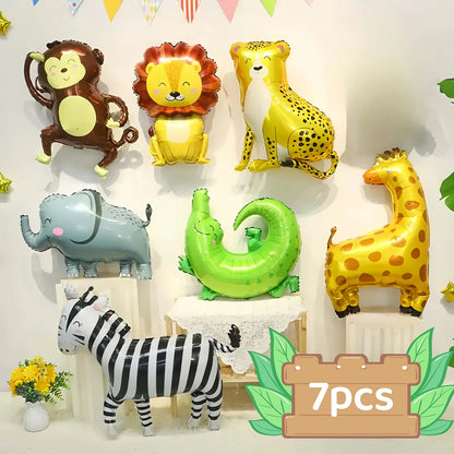 Jungle Safari Animal Foil Balloons Set of 7