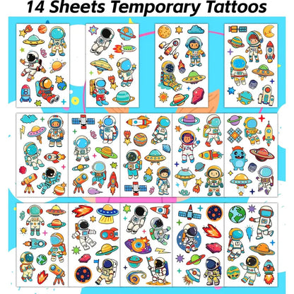 Space Party Tattoos with Astronauts, Rockets, Planets