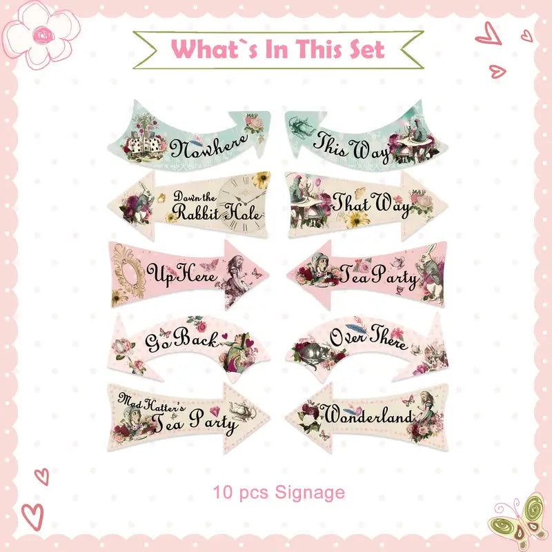 Whimsical Wonderland Themed Arrow Signs Pack of 10