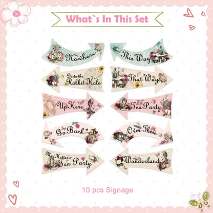 Whimsical Wonderland Themed Arrow Signs Pack of 10
