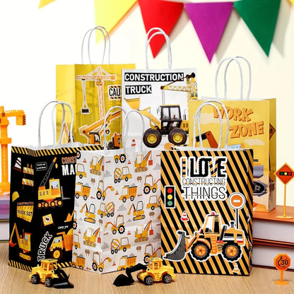 Construction Party Gift Bag with Handle Pack of 12