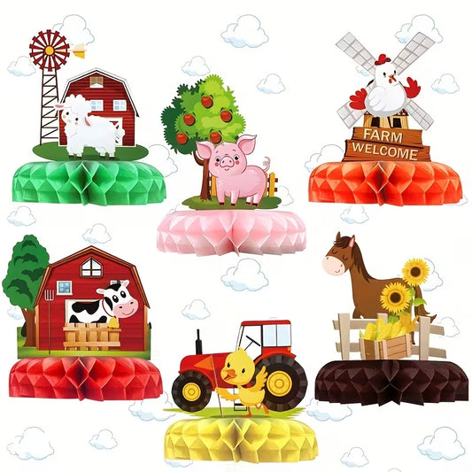 Farm Animal Table Honeycomb Centerpieces Pack of 6