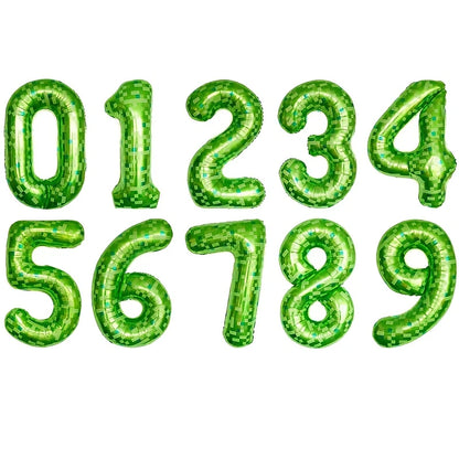 Number 1 Green Pixel Minecraft Theme Foil Balloon