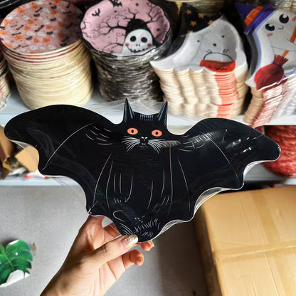 Black Cat Bat-Shaped Paper Plates Pack of 8