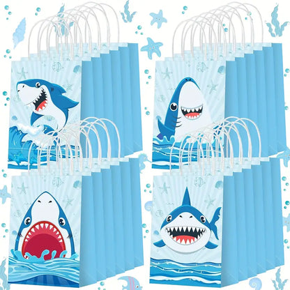 Blue Shark Print Gift Bags Pack of 24