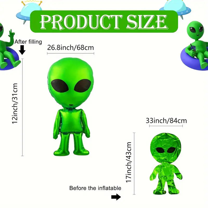 Green Alien Foil Balloons Pack of 4