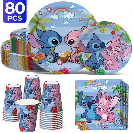 Stitch and Angel Party Tableware Set for 20 guests