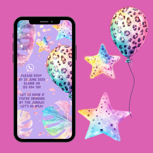 Roaring Safari Glitter Interactive Editable Video Invitation