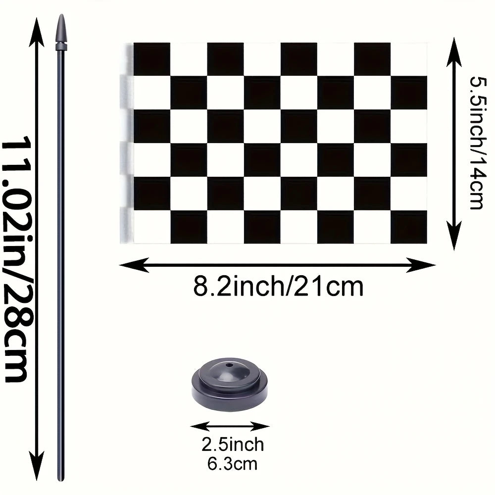 Checkered Black and White Racing Flag Table Decor Set of 2
