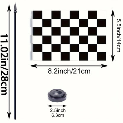 Checkered Black and White Racing Flag Table Decor Set of 2