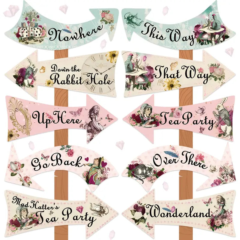 Whimsical Wonderland Themed Arrow Signs Pack of 10