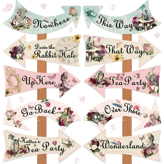 Whimsical Wonderland Themed Arrow Signs Pack of 10