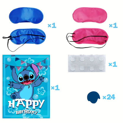 Stitch Blindfold Pin The Nose On Stitch Game Kit with Eye Masks and Nose Stickers Game