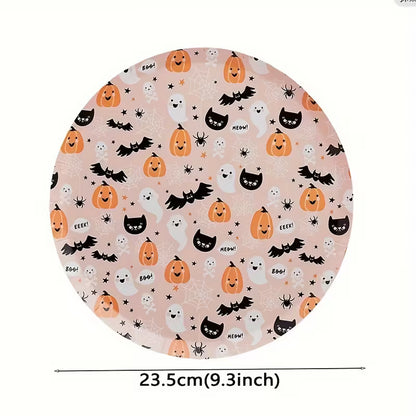 Halloween Paper Plates Pumpkin, Bat, Black Cat & Spider Web Pack of 8