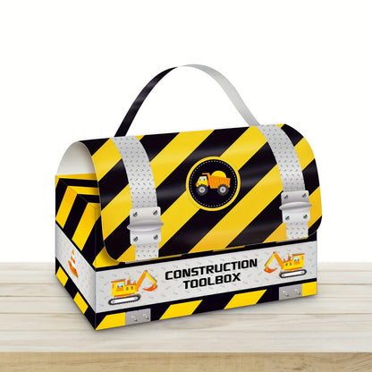Construction Excavator Hand Carry Paper Party Boxes Pack of 12