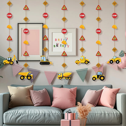 Construction Party Hanging Decorations Pack of 8