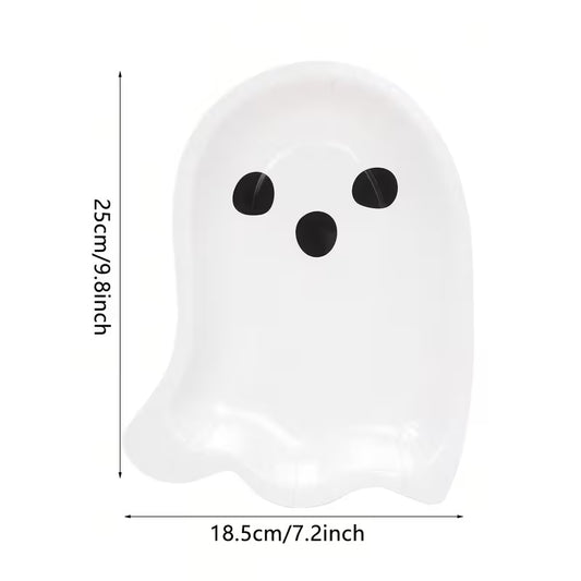 Halloween Shaped Cute White Ghost Paper Plates Pack of 10