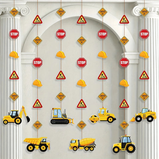 Construction Party Hanging Decorations Pack of 8