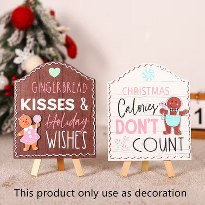 Christmas Party Decoration Cute Gingerbread Wooden Table Top Signs