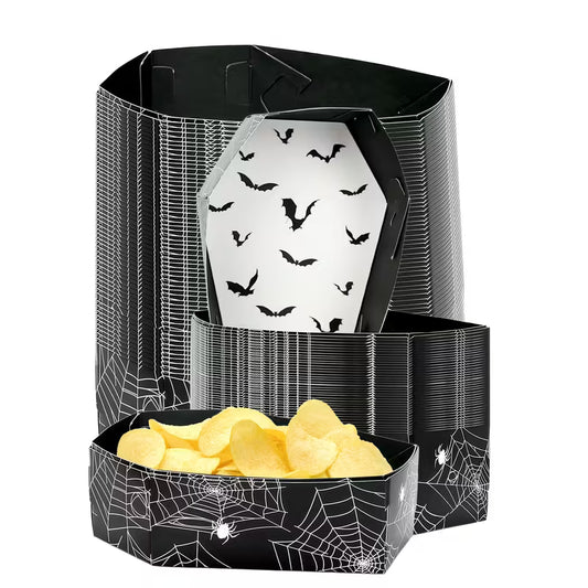 Black Halloween Coffin Trays Pack of 20