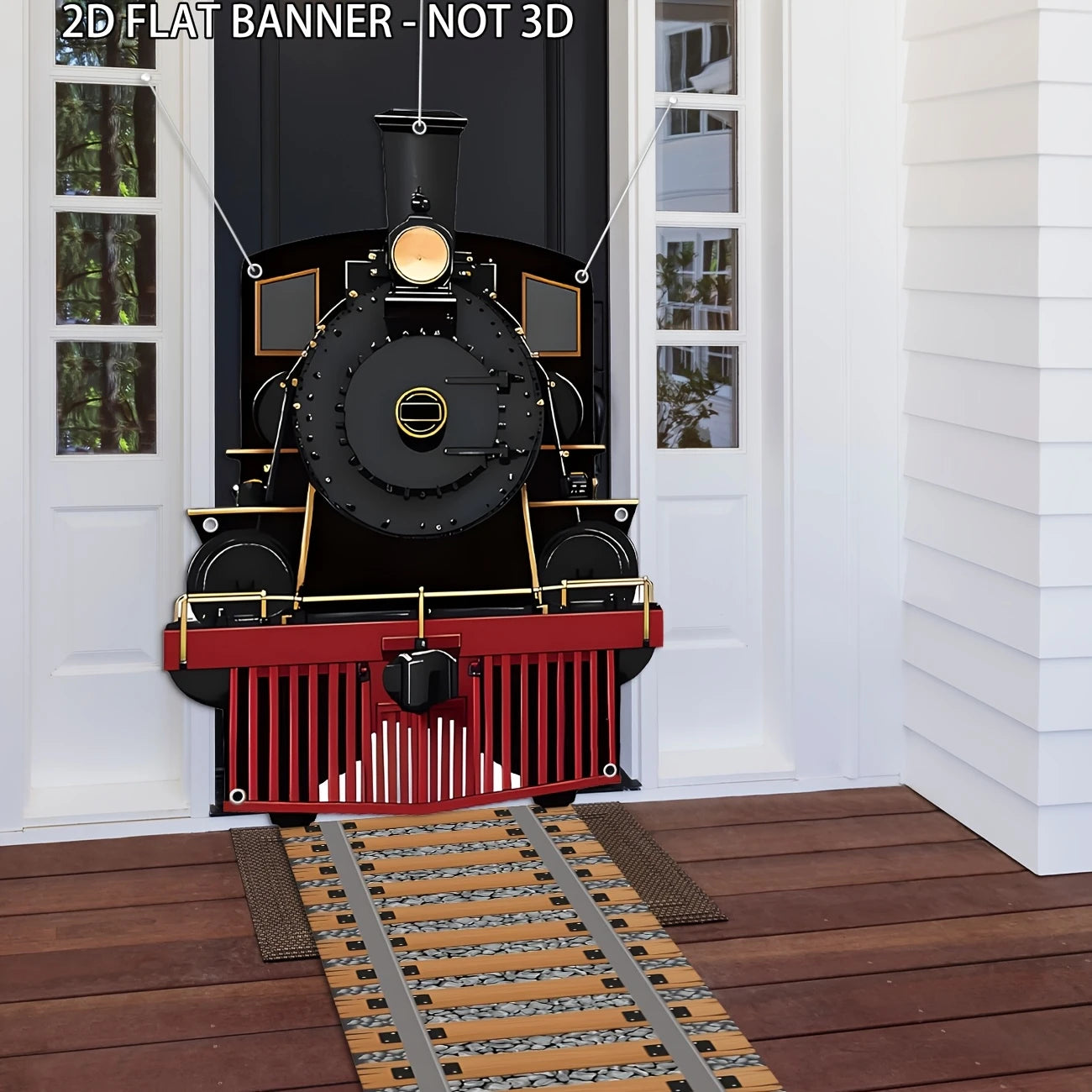 Train Party Decoration Hanging Banner and Railroad Track Aisle