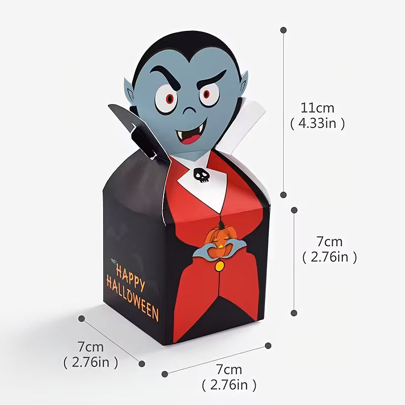 Colorful Vampire, Mummy & Monster Design Halloween Mini Favor Boxes Pack of 30