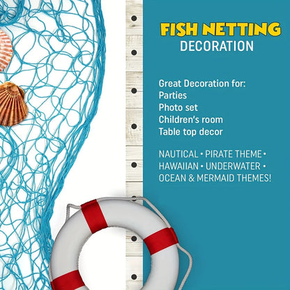Vibrant Teal Blue Fish Net Decoration