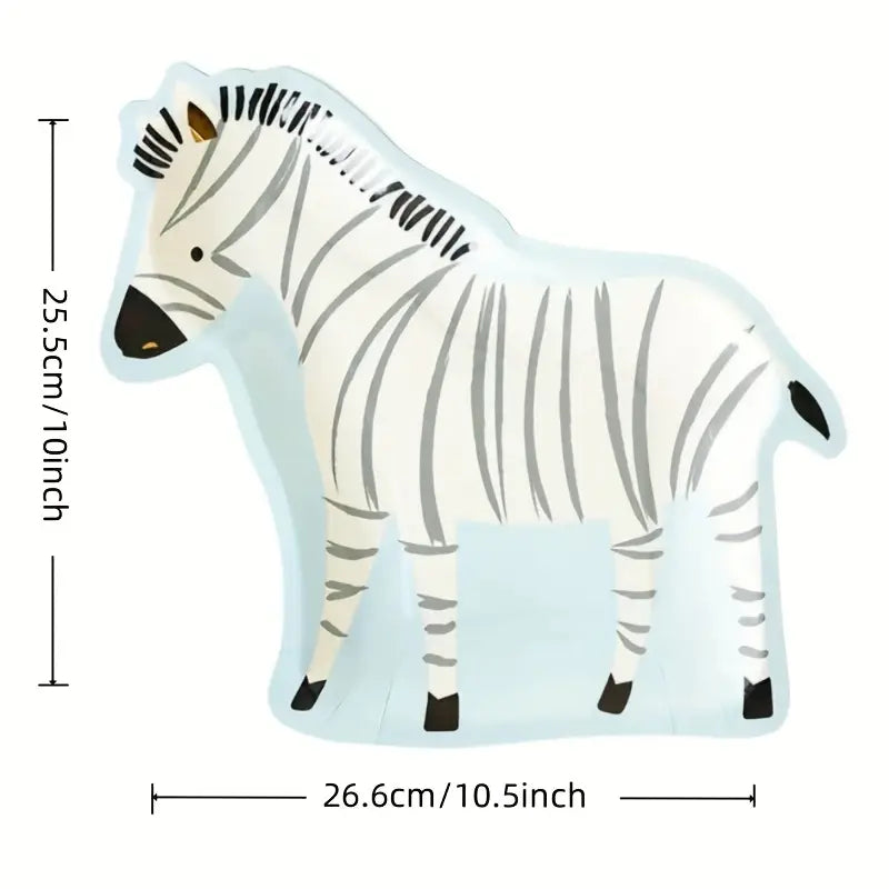 Zebra Shaped Paper Plates Safari Pack of 12