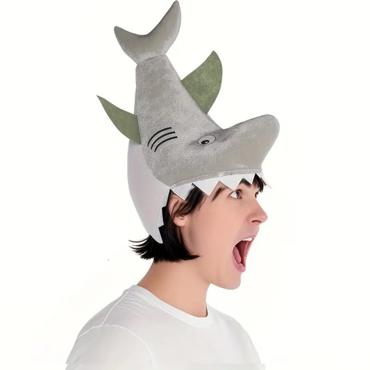 Plush Grey Shark Hat