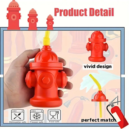 Reusable Fire Hydrant Straw Party Cups with Lids Pack of 12