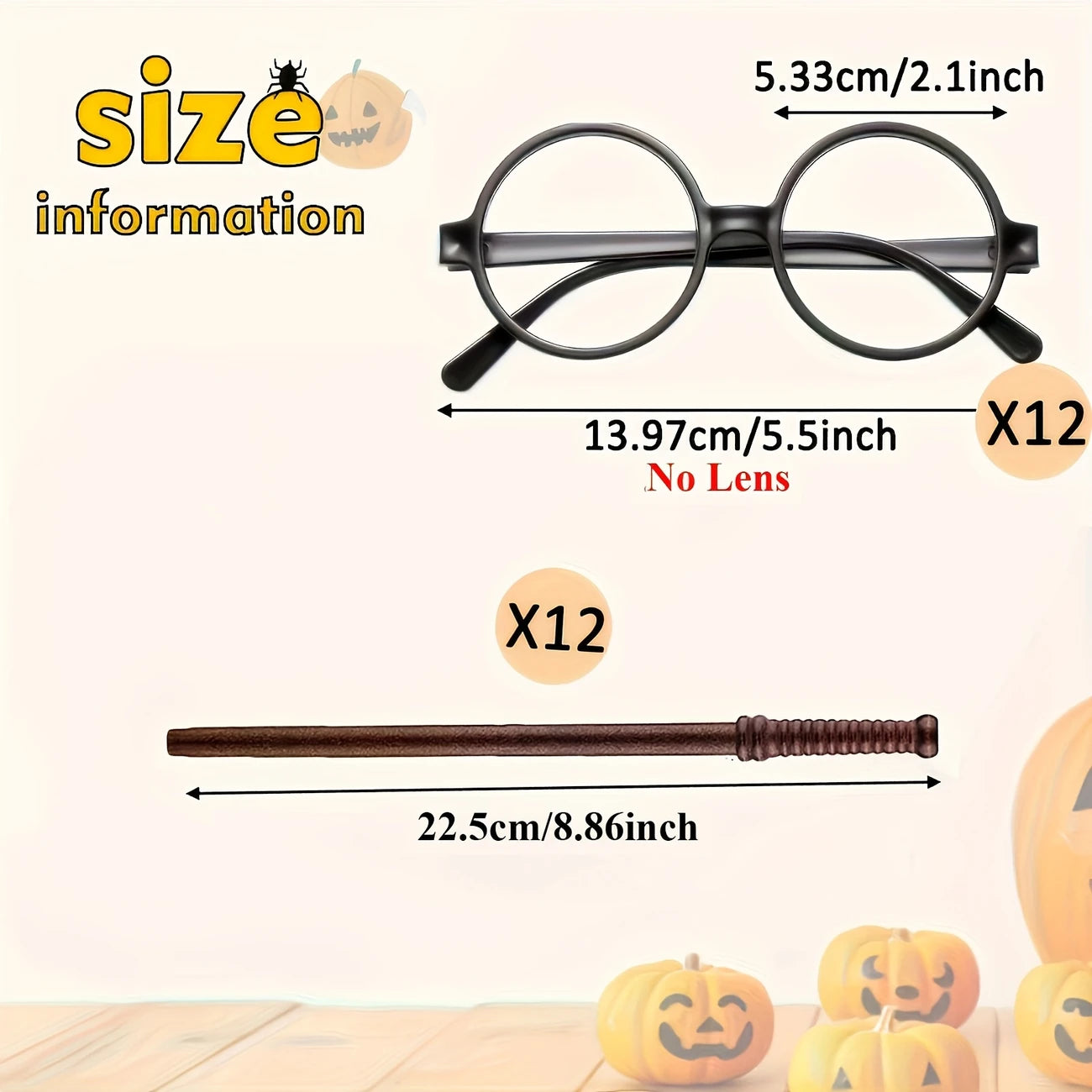 Harry Potter Enchanting Wand Pencils Harrys Round Frame Plastic Glasses Set of 12