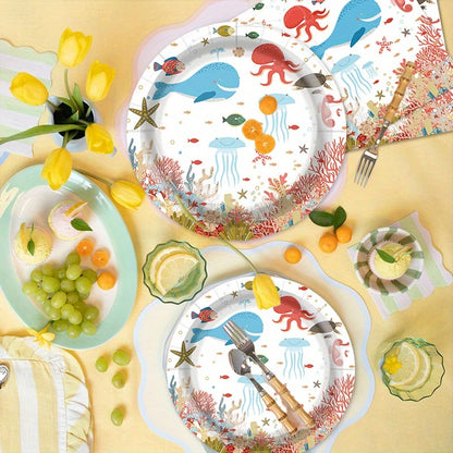 Ocean Theme Party Disposable Tableware Set for 20 People