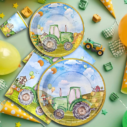 Farm Tractor Party Tableware For 10 Guests