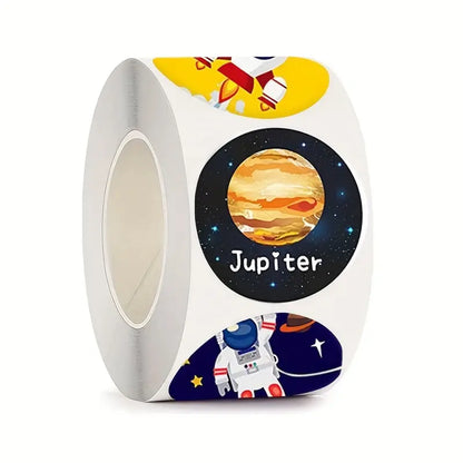 Space Planet Round Stickers Roll of 500