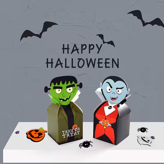 Colorful Vampire, Mummy & Monster Design Halloween Mini Favor Boxes Pack of 30