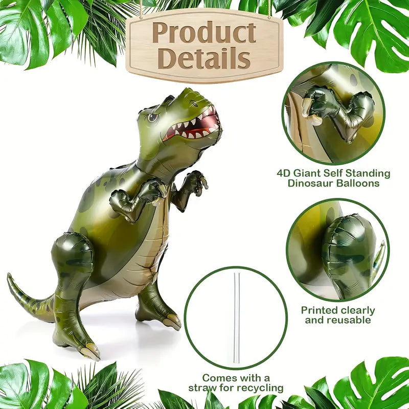 4D Dinosaur Balloons Self-Standing Aluminum Dinosaur Balloons