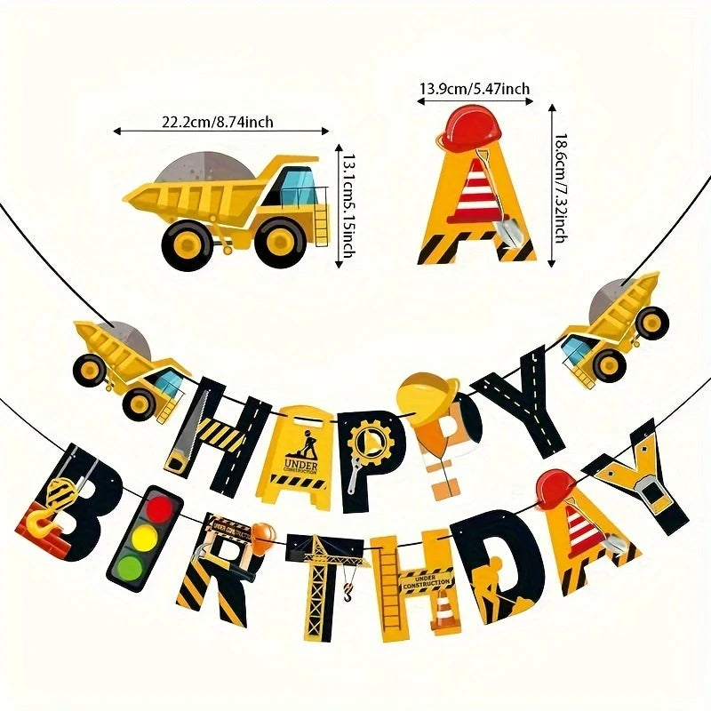 Construction Theme Happy Birthday Paper Banner
