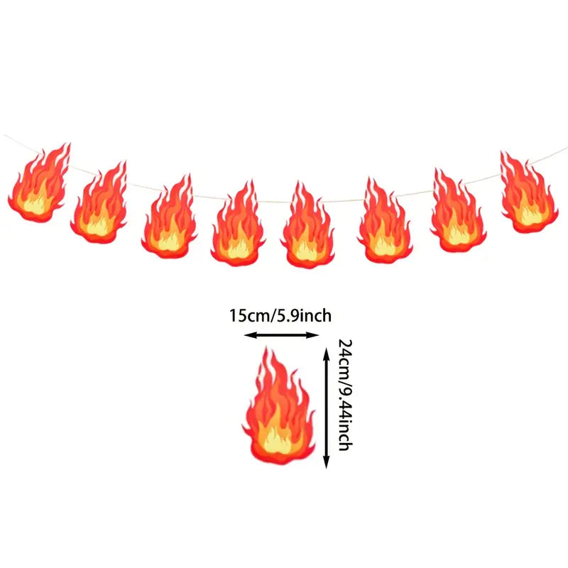 Firefighter-Themed Party Banner with Realistic Flame Design