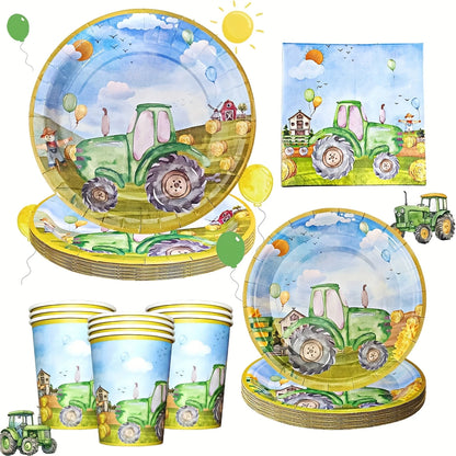 Farm Tractor Party Tableware For 10 Guests