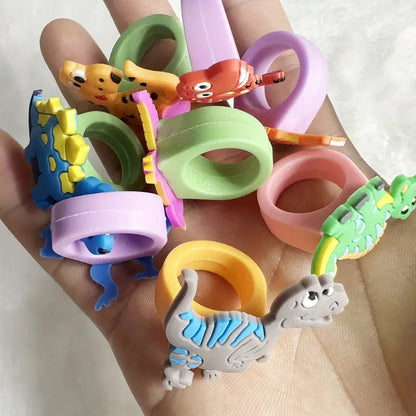 Cartoon Dinosaur PVC Rings Pack of 12