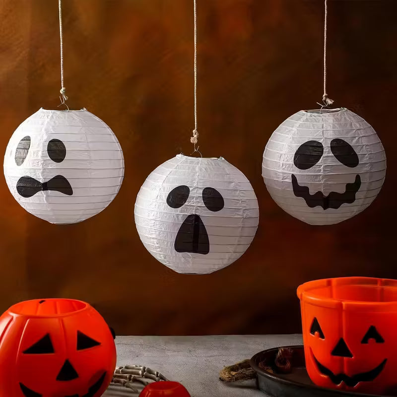 Halloween Ghostly Faces Lanterns Pack of 12